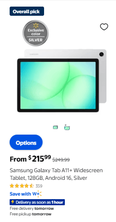 Galaxy Tab A11 at Walmart
